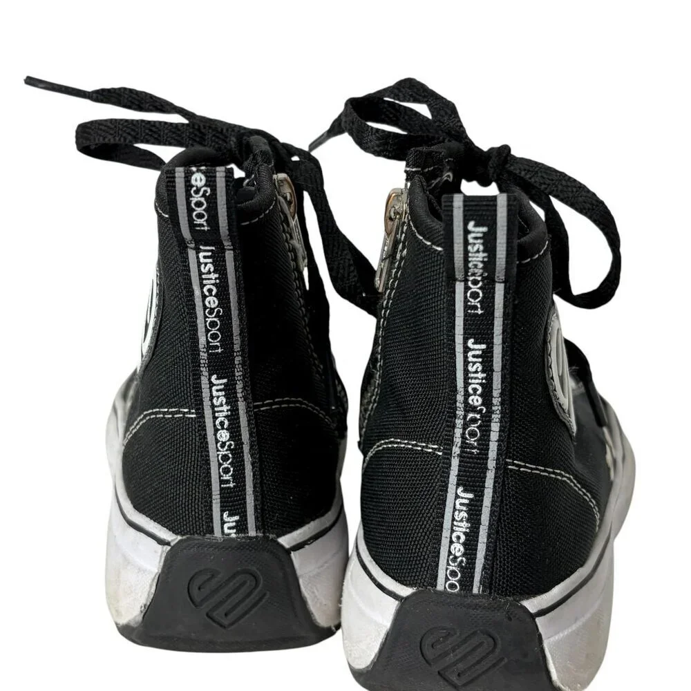 Justice Sport Girls Black White High Top Platform Sneaker Shoe Size 13